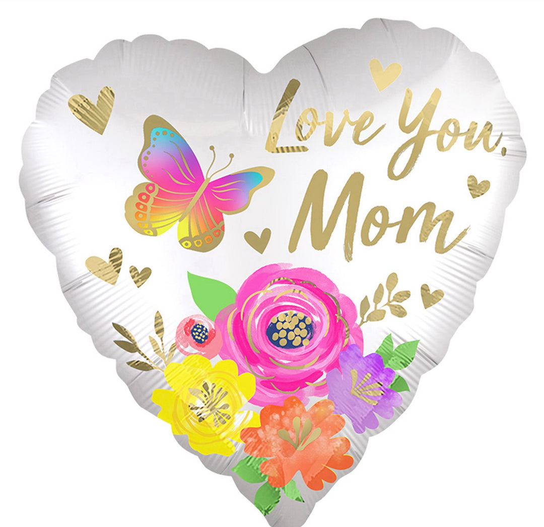 Jumbo Love You Mom Flower Heart Balloon