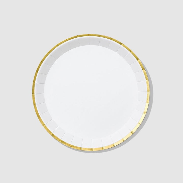 White and Gold Plates (two sizes) Set of 10
