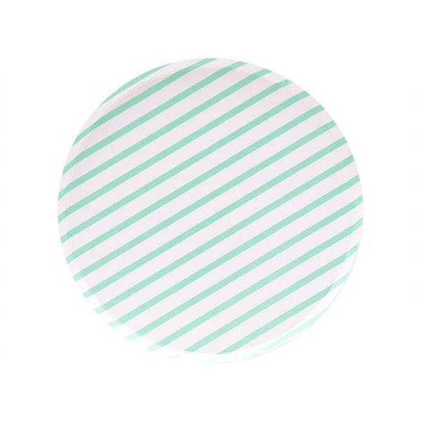 Mint Stripe Plates (small) Set of 8