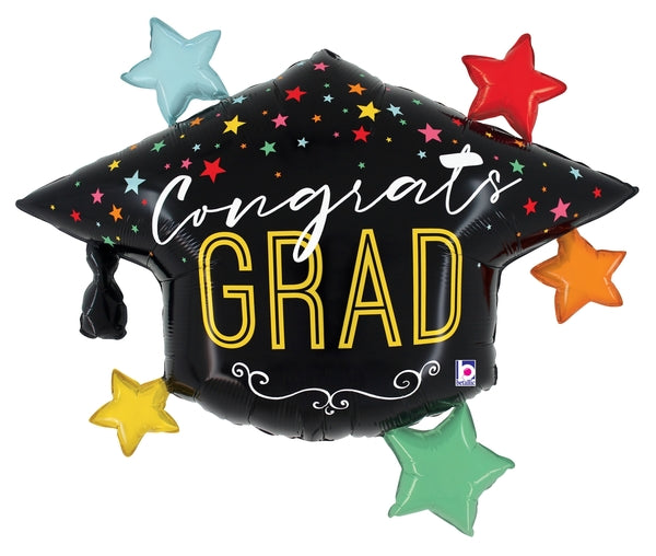 Jumbo Stars Grad Hat Foil Balloon