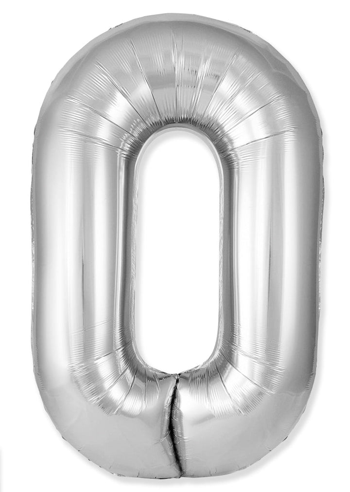 34" Foil Number Balloon (0-9), slim silver