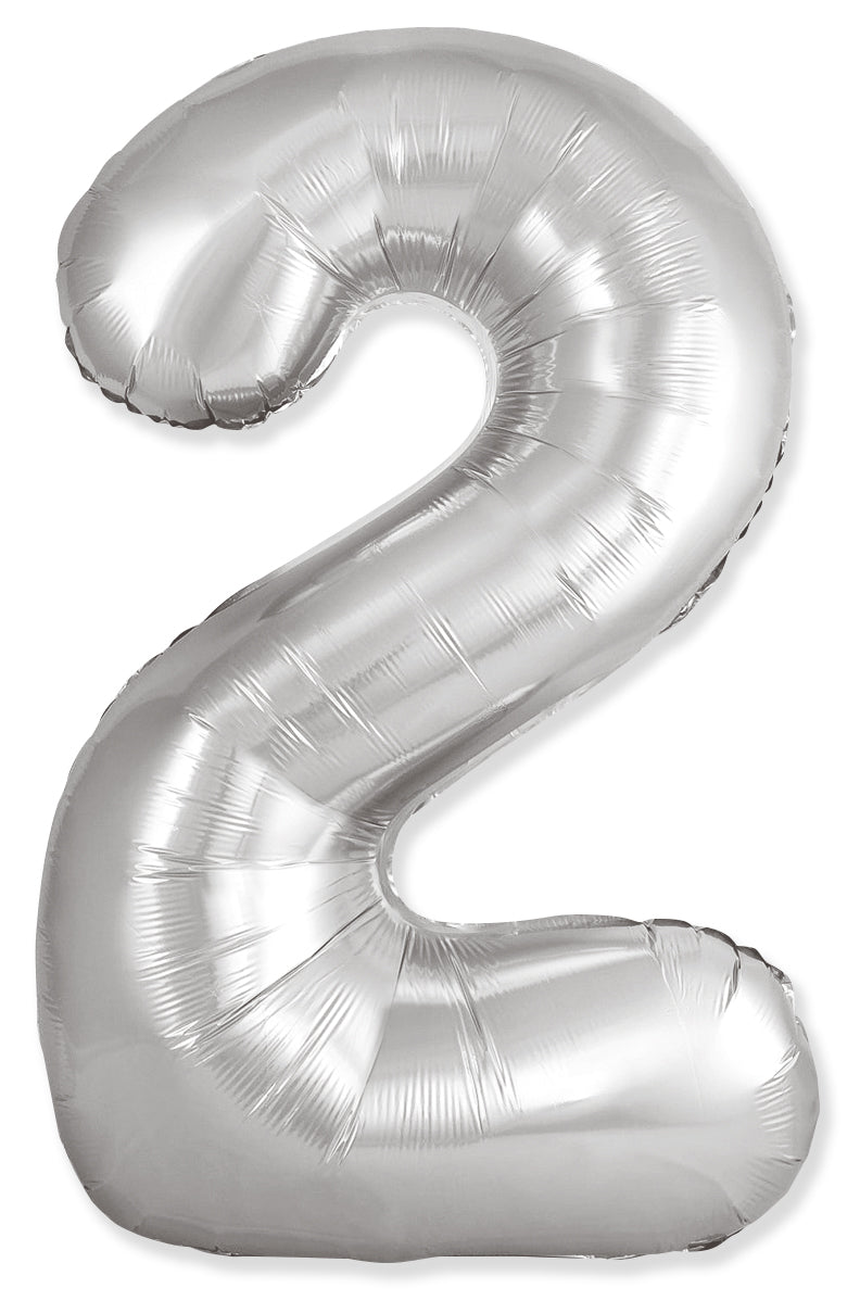34" Foil Number Balloon (0-9), slim silver