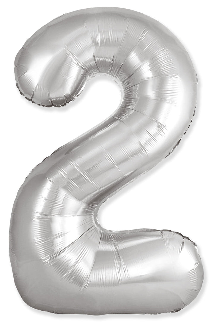 34" Foil Number Balloon (0-9), slim silver