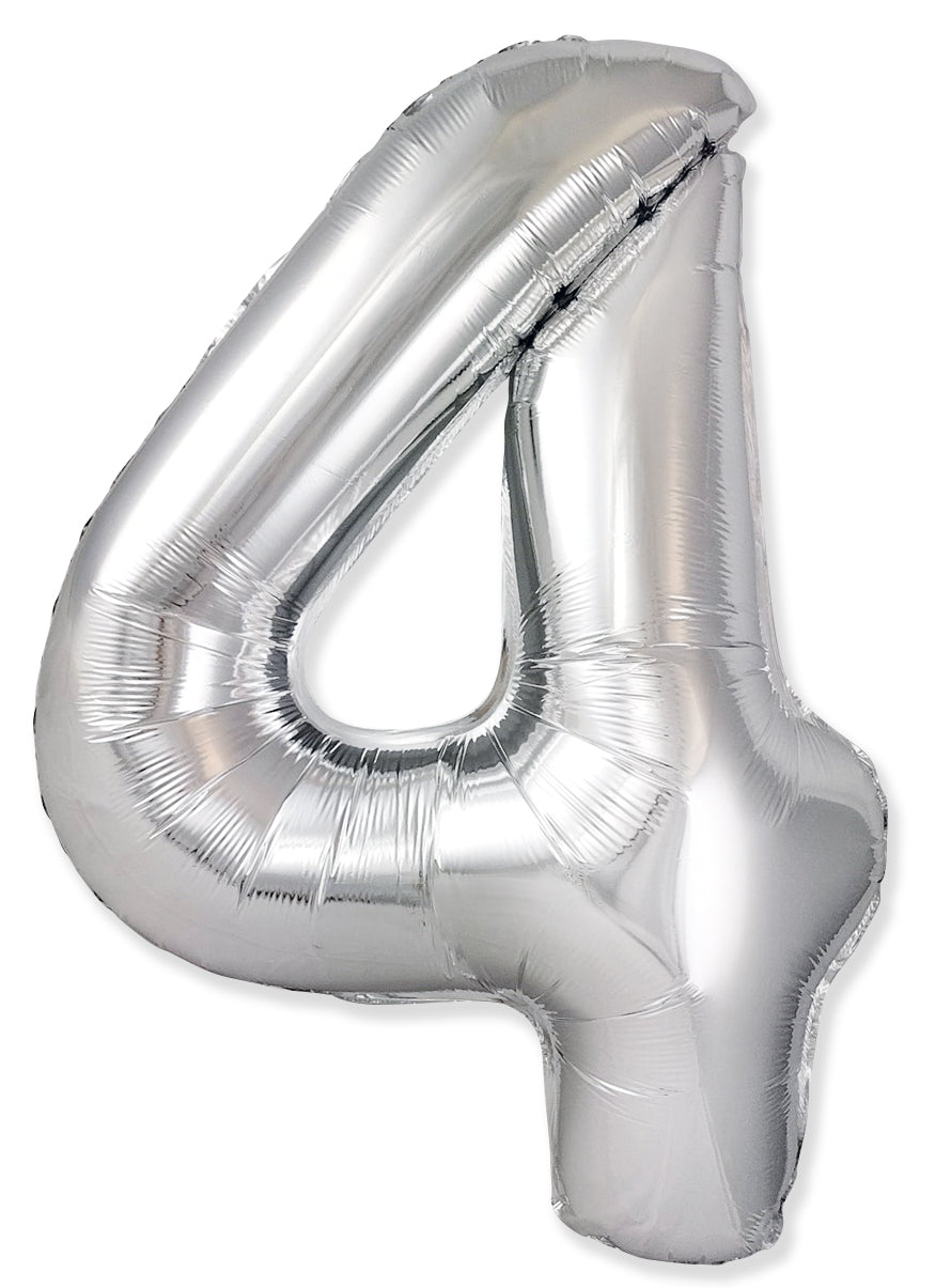34" Foil Number Balloon (0-9), slim silver