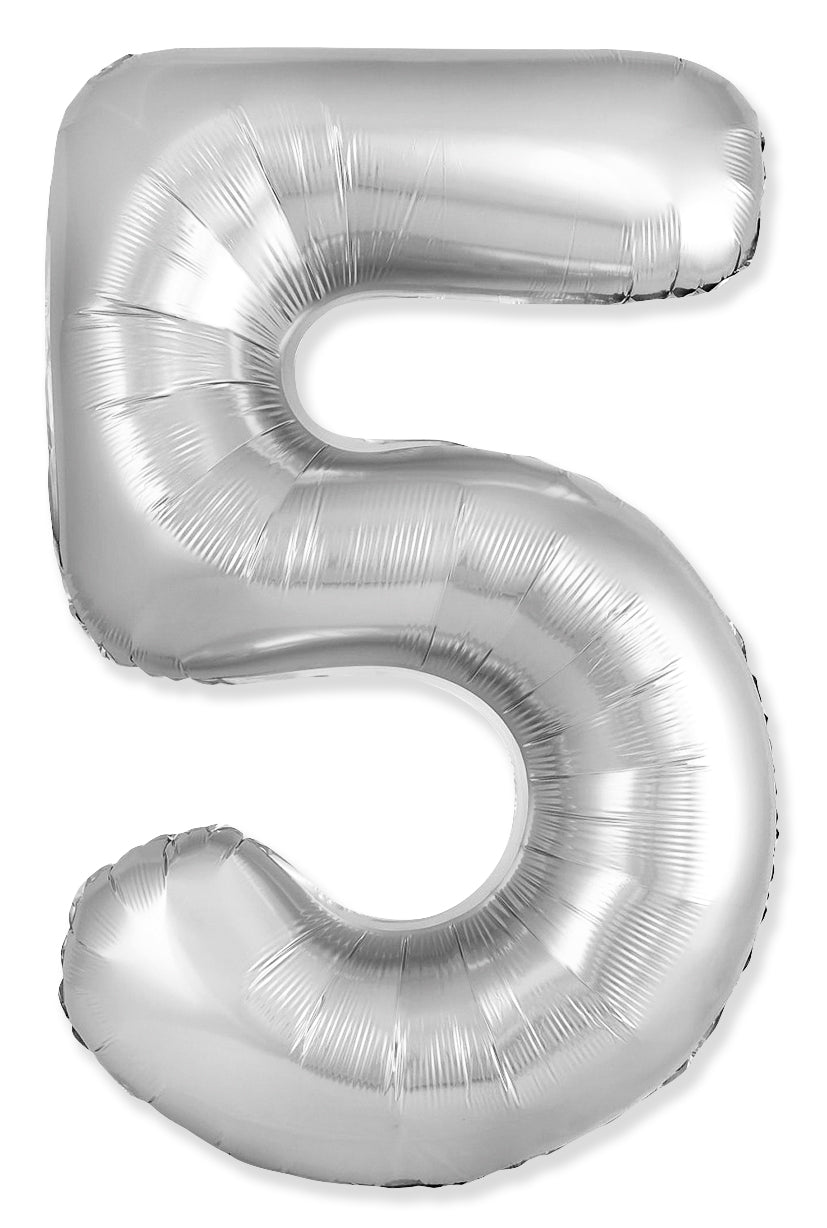 34" Foil Number Balloon (0-9), slim silver