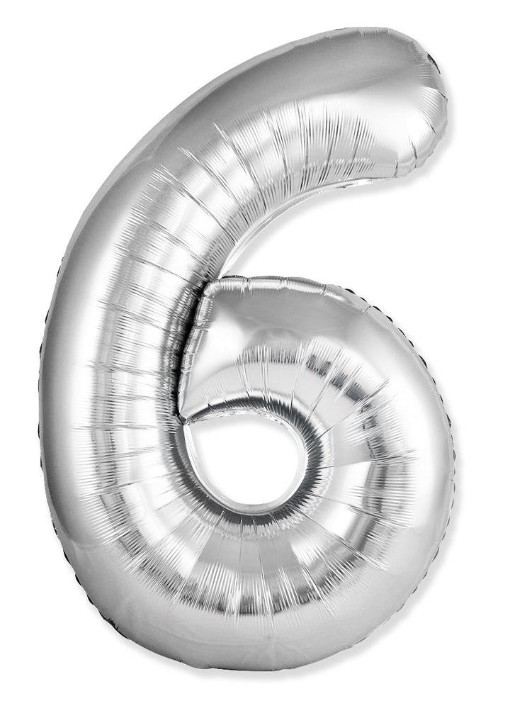 34" Foil Number Balloon (0-9), slim silver