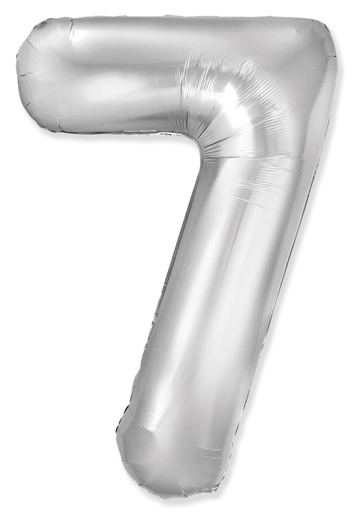 34" Foil Number Balloon (0-9), slim silver
