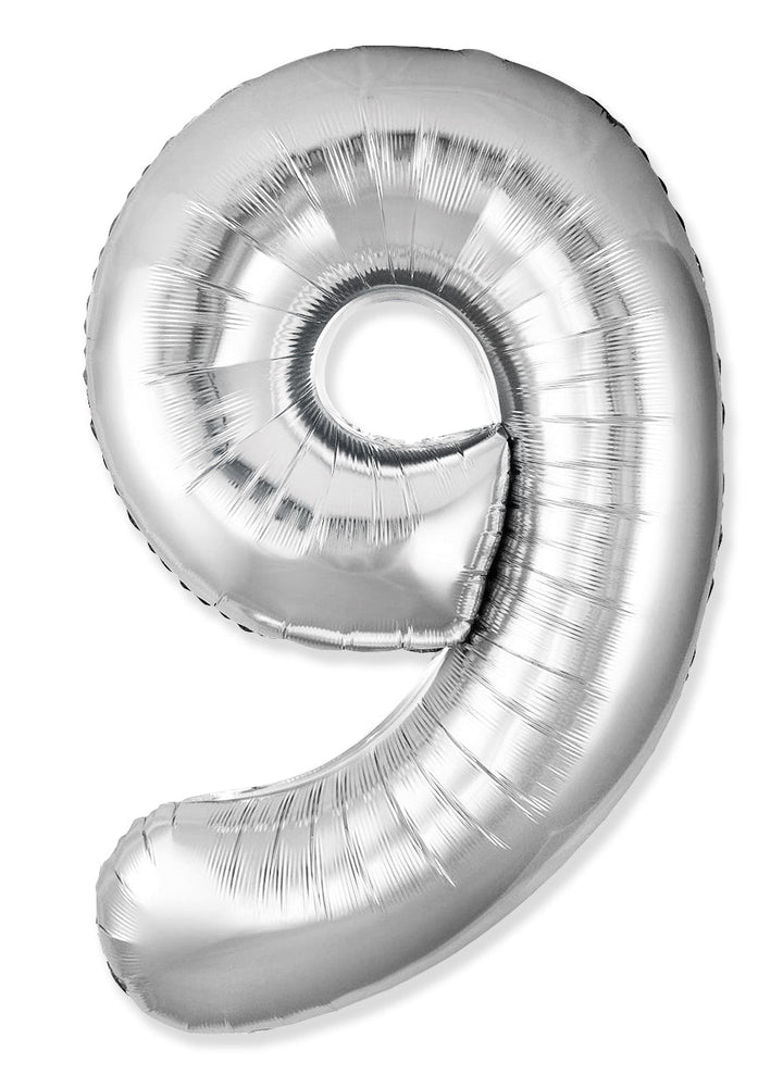 34" Foil Number Balloon (0-9), slim silver