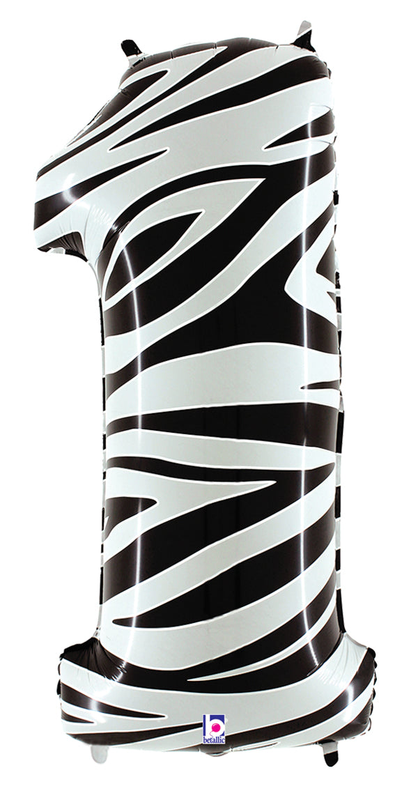 Jumbo Foil Number Balloon (0-9), zebra print