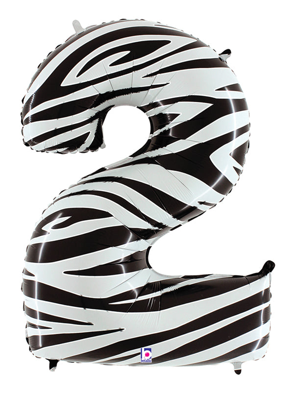 Jumbo Foil Number Balloon (0-9), zebra print