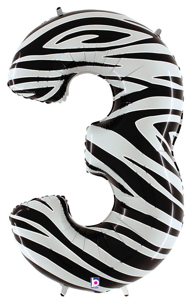 Jumbo Foil Number Balloon (0-9), zebra print