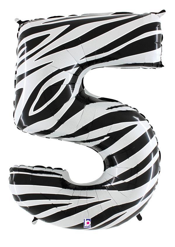 Jumbo Foil Number Balloon (0-9), zebra print