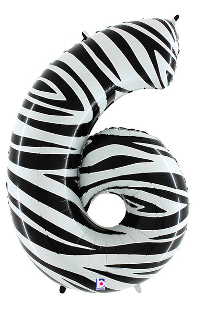 Jumbo Foil Number Balloon (0-9), zebra print