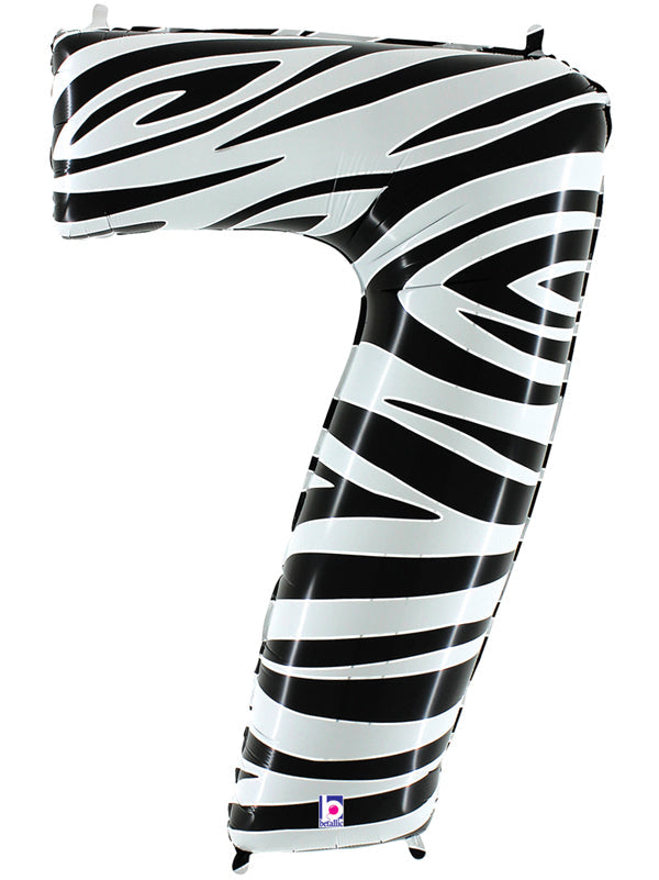 Jumbo Foil Number Balloon (0-9), zebra print