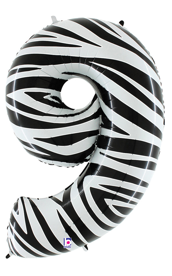 Jumbo Foil Number Balloon (0-9), zebra print