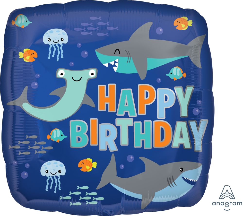 Happy Birthday Sharks Balloon