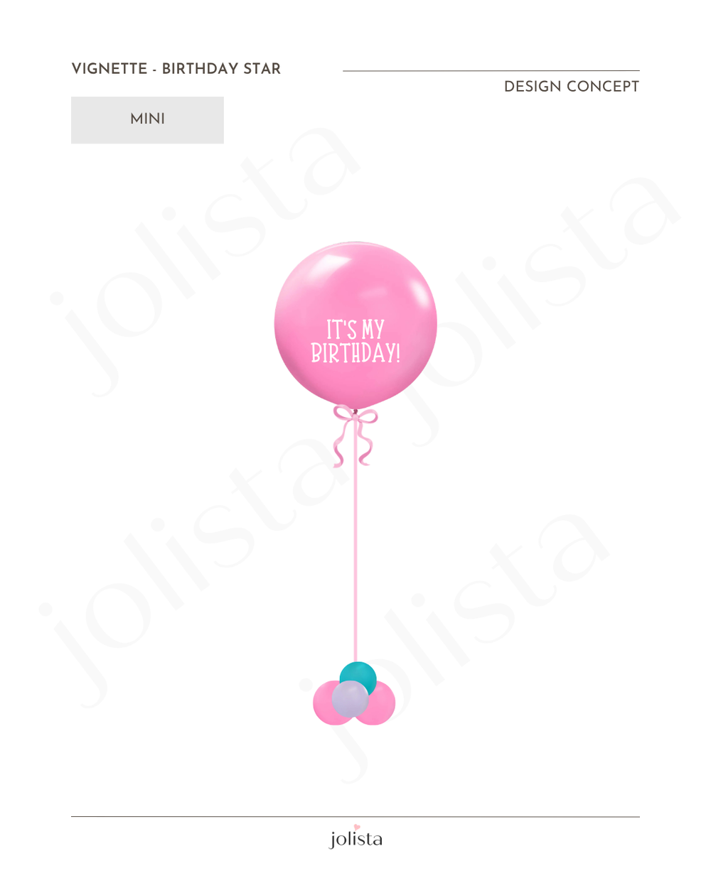 mock-up of pink jumbo balloon with "it's my birthday!" decal - mini tier