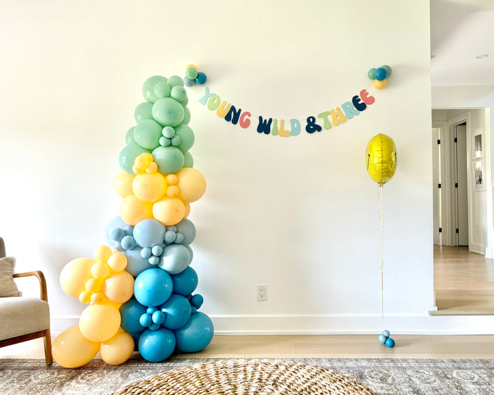 Freestanding Organic Balloon Garland, Happy Vibes