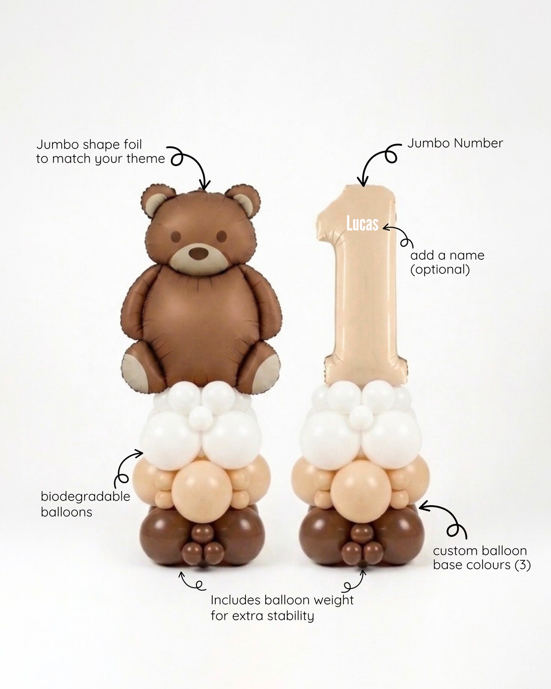 bear balloon column and number balloon column set 