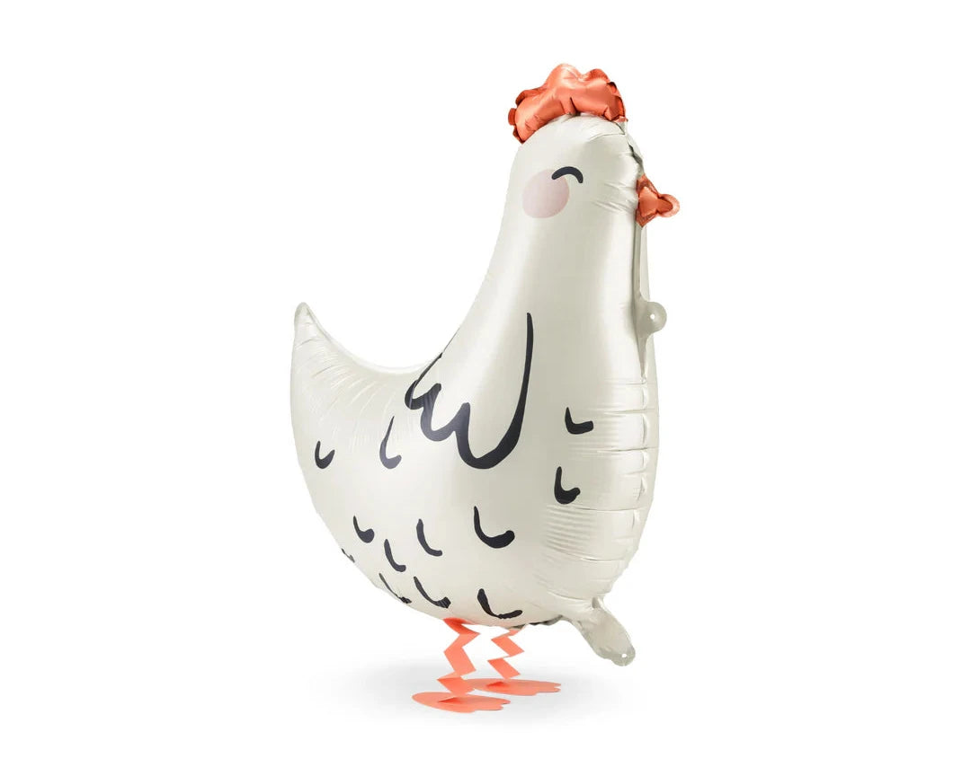 chicken-shaped balloon with a white body on a white background