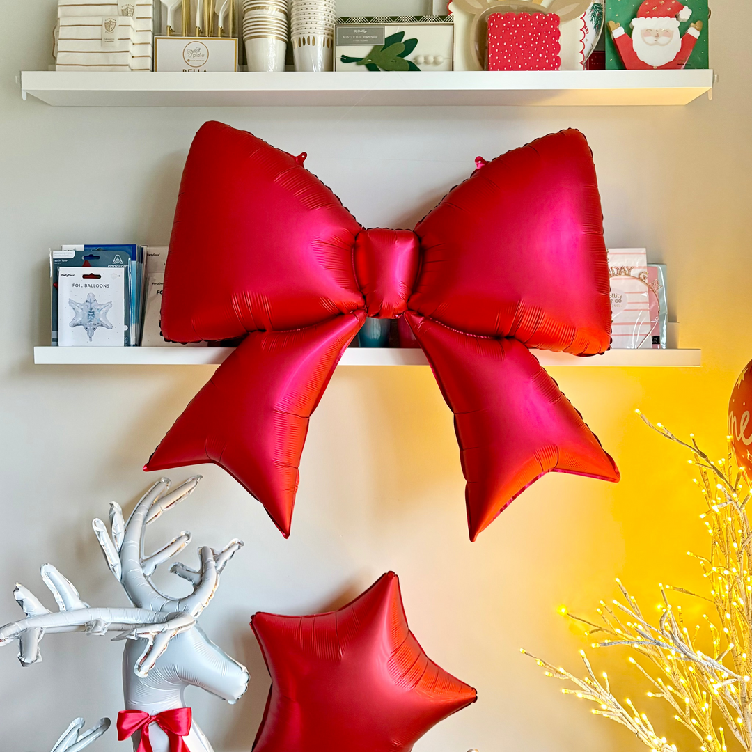 Jumbo Bow Balloon, red satin