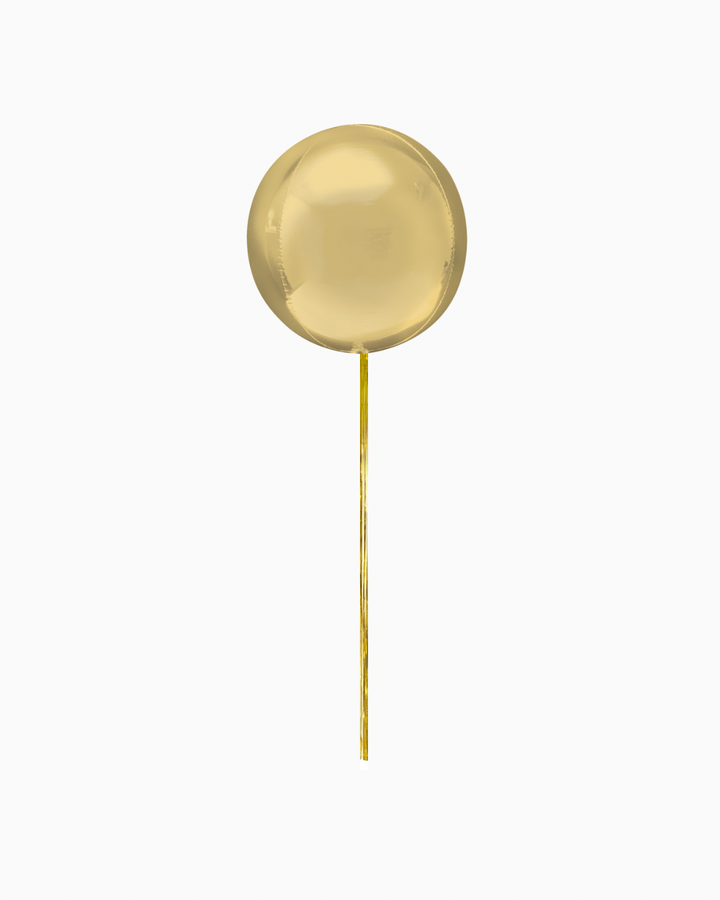helium metallic gold orbz (sphere) balloon  with metallic gold fringe tail
