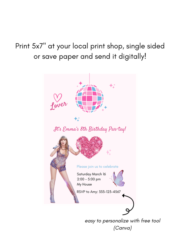 TS Lover Party Invitation 5 x 7" - Digital download