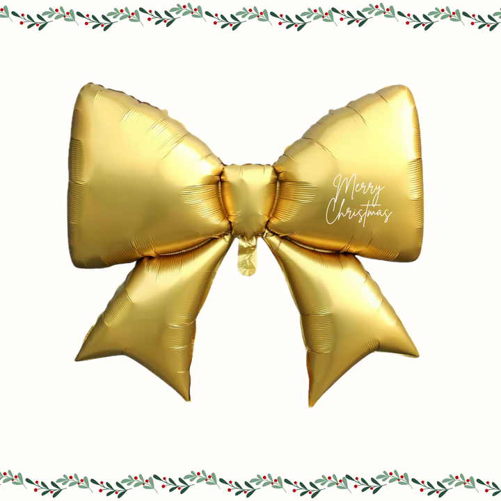 Personalized Jumbo Bow Balloon, gold satin