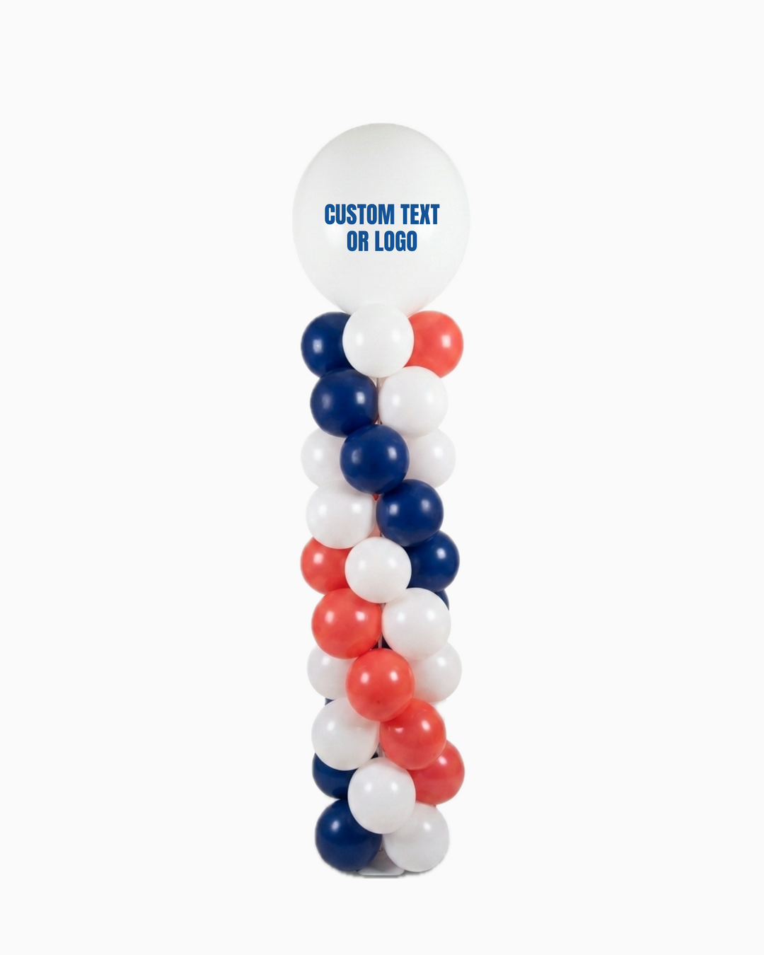 Balloon column with customizable text or logo on a white background
