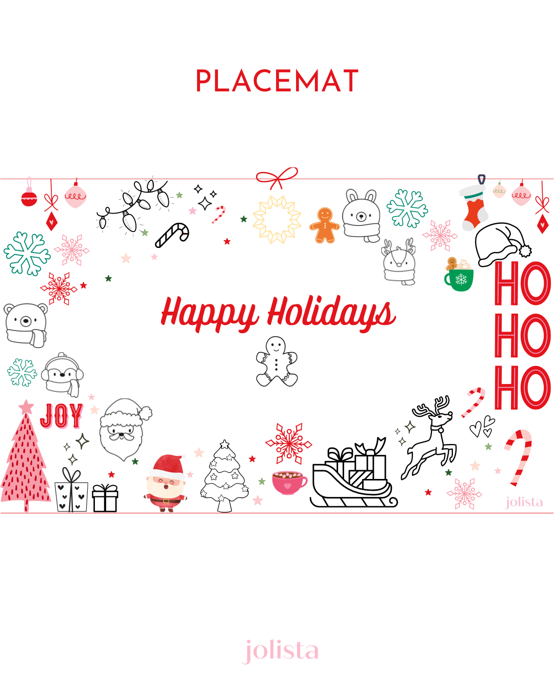Holiday Colouring Placemat 11x17" - Printable