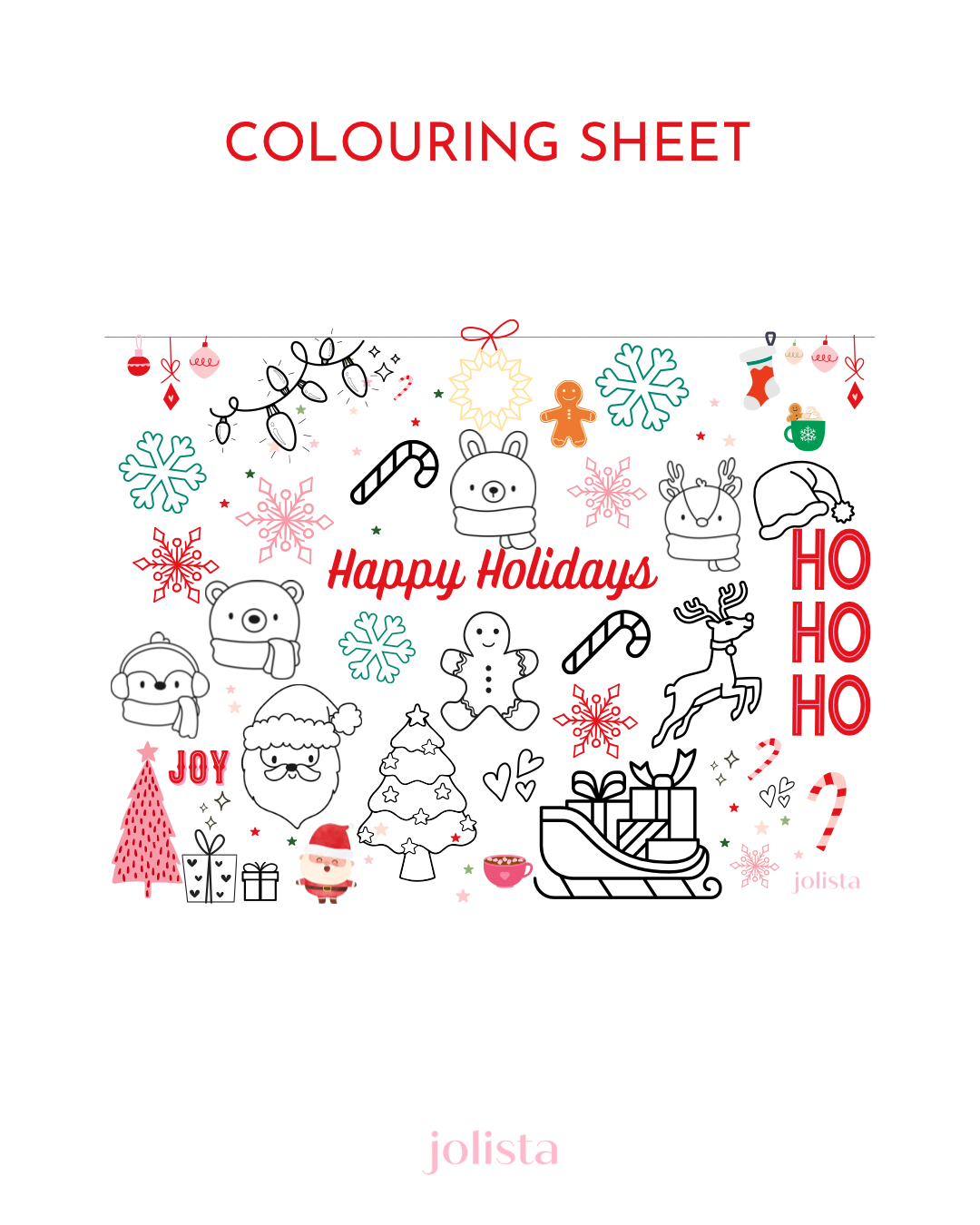 Holiday Colouring Sheet 8.5 x 11" - Printable