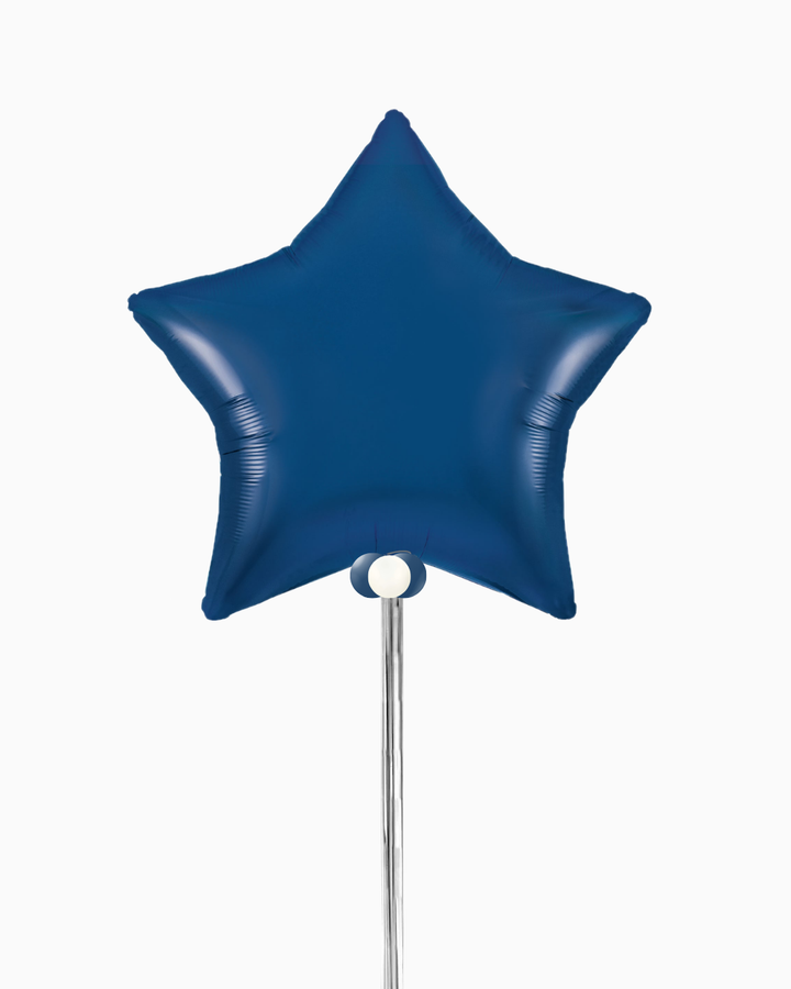 Blue star-shaped balloon on a white background, no text