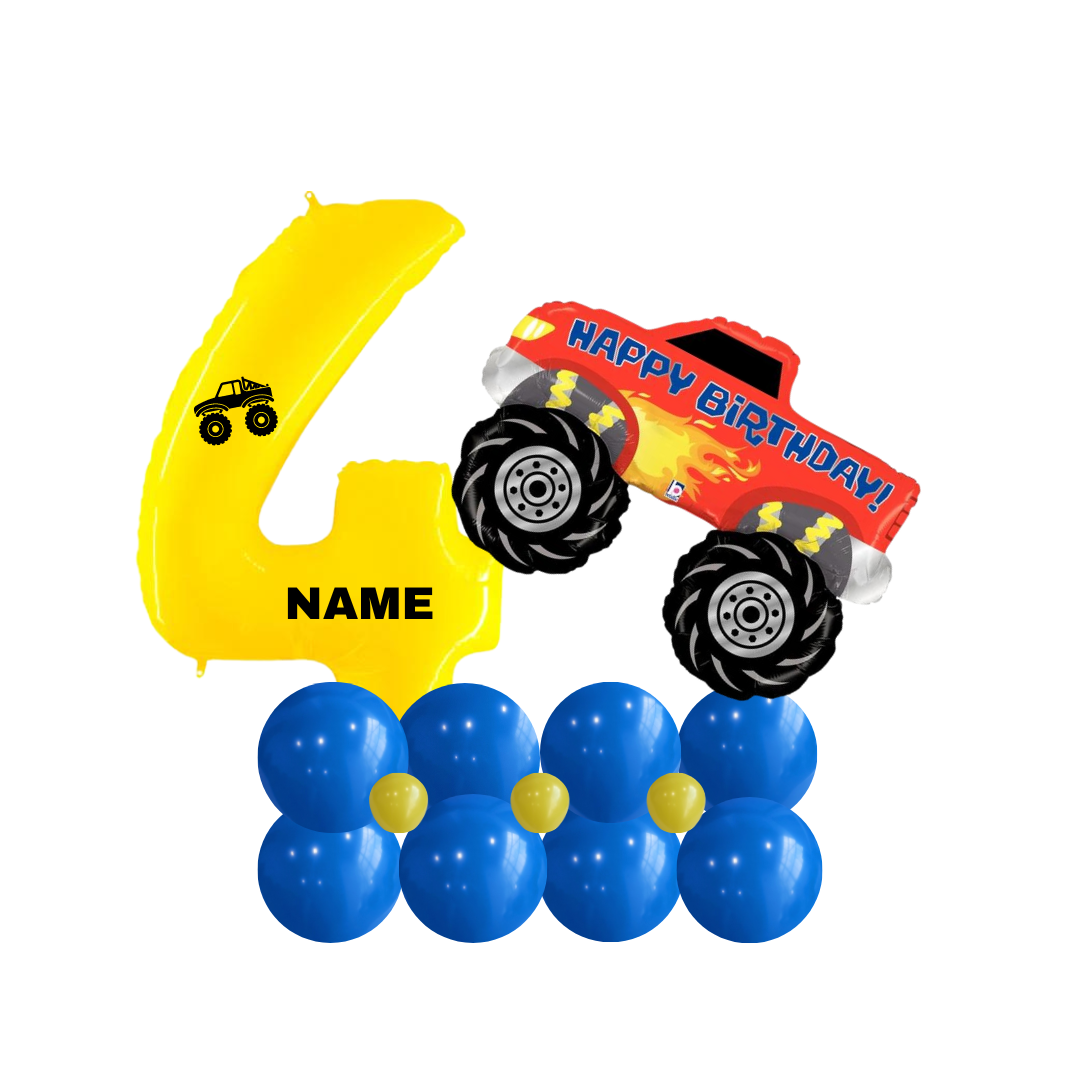 Jumbo Number Balloon with Monster Truck