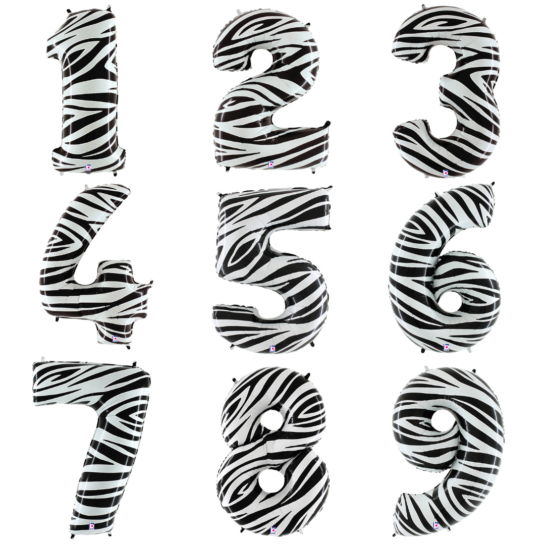 Jumbo Foil Number Balloon (0-9), zebra print