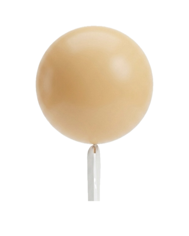 Jumbo balloon with a white satin ribbon on white background