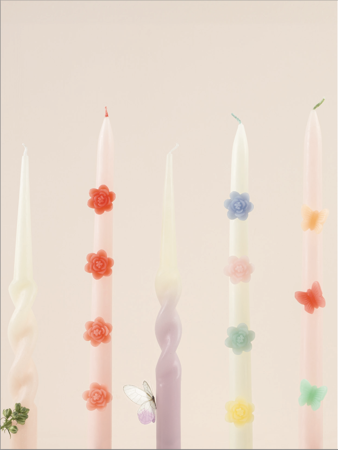 Pink Flower Taper Candles