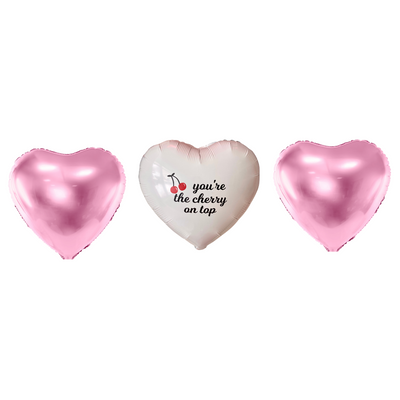 Cherry on Top Heart Foil Balloon Trio, pink