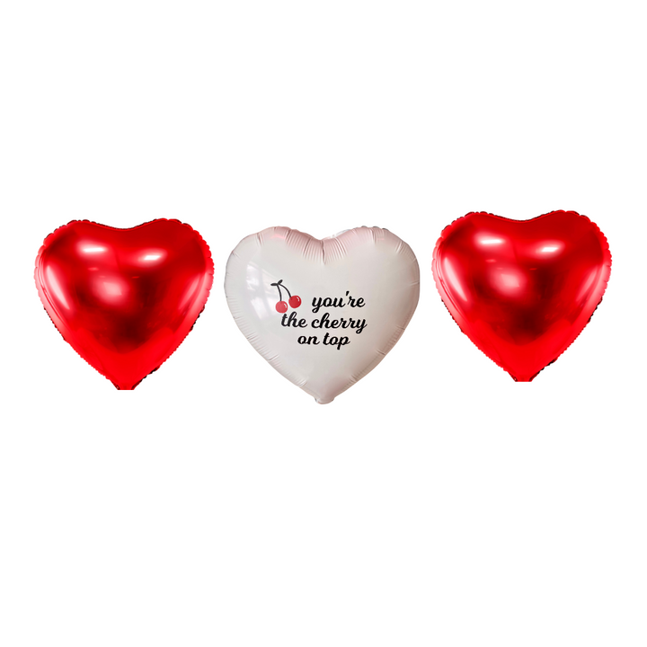 Cherry on Top Heart Foil Balloon Trio, red