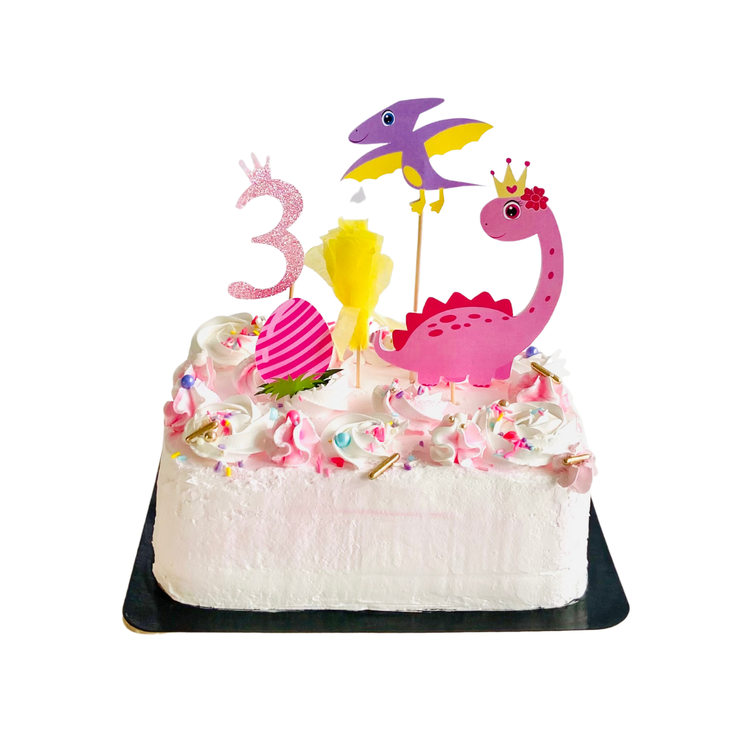 Dino Cake Topper Set, pink