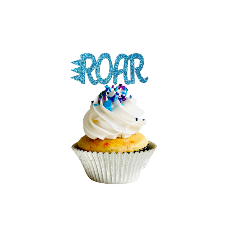 ROAR cupcake toppers, blue