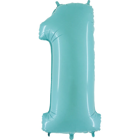 Jumbo Foil Number Balloon (0-9), pastel blue