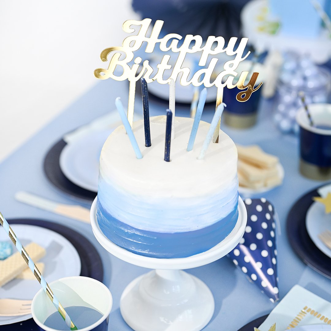 Blue Ombre Glitter Candles (set of 12)