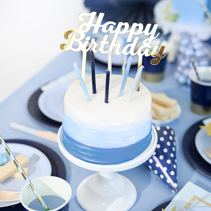 Blue Ombre Glitter Candles (set of 12)
