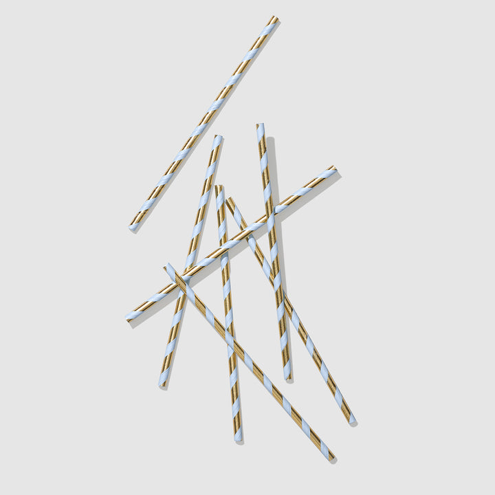 Blue and Gold Paper Straws