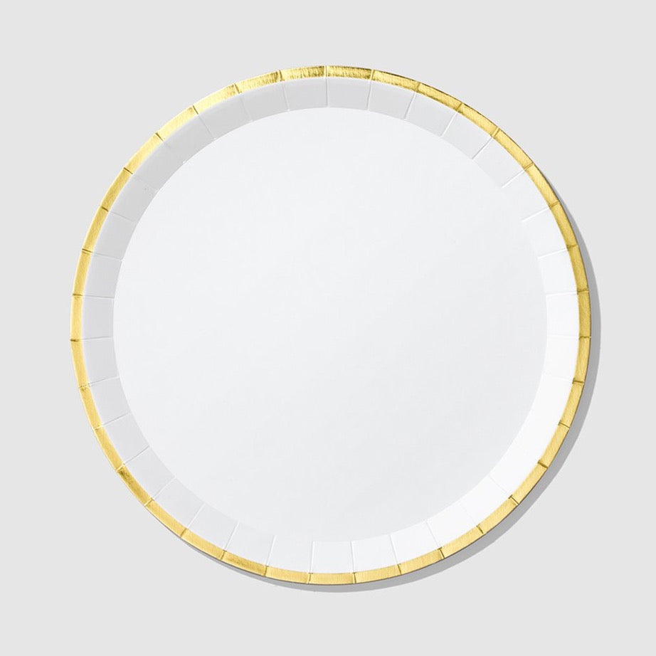 White and Gold Plates (two sizes) Set of 10