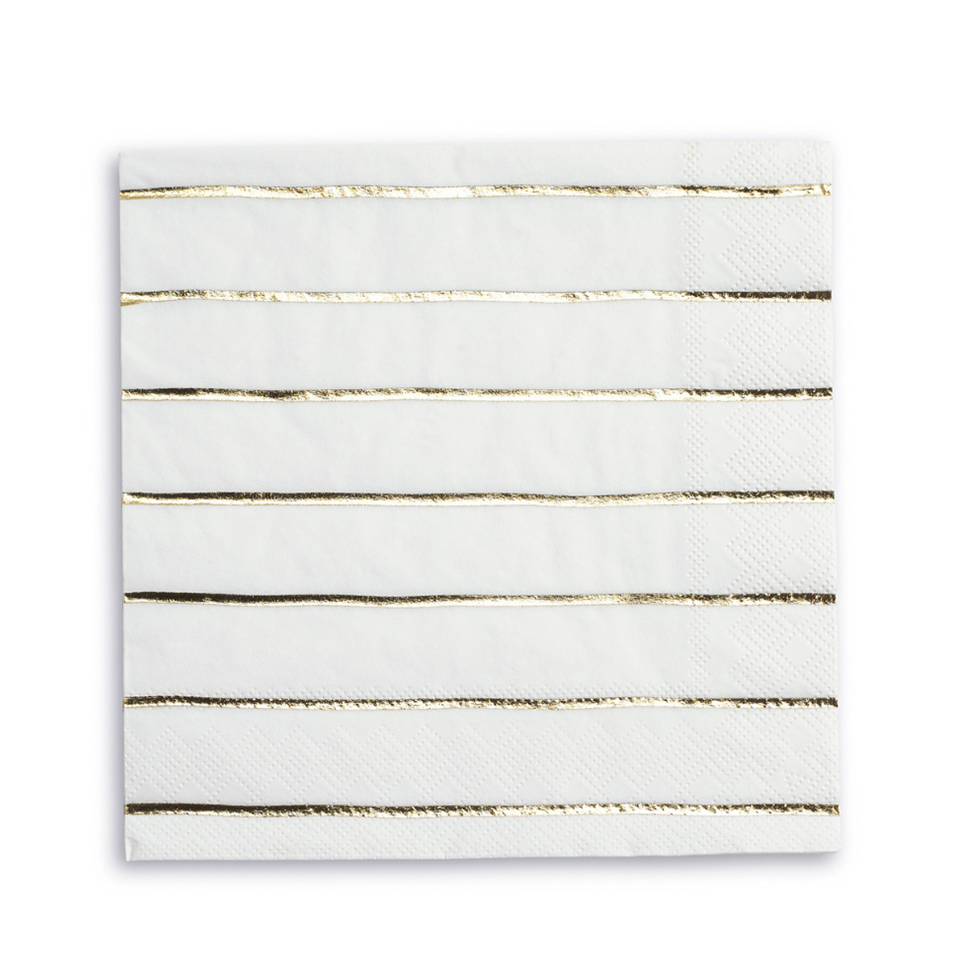 Striped napkins, small / large (gold foil)