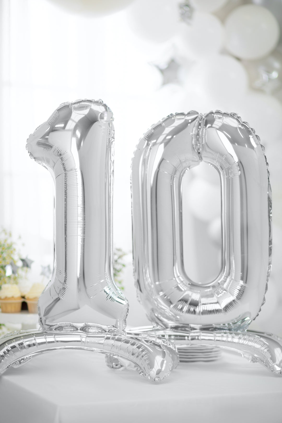 Standing Number Foil Balloon (0-9), silver