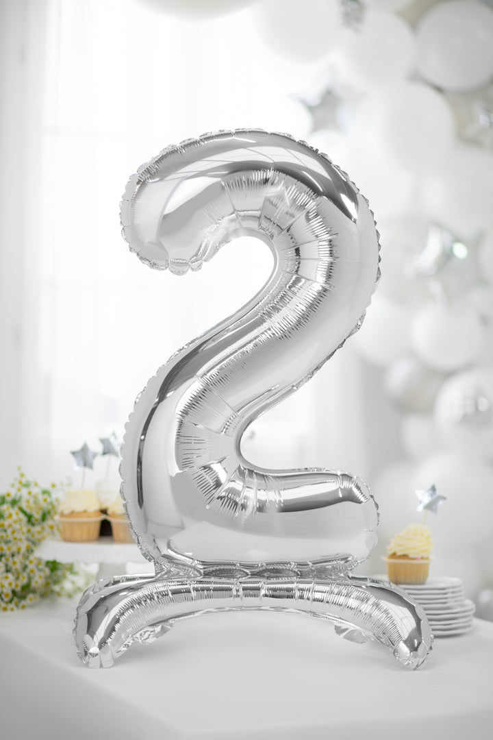 Standing Number Foil Balloon (0-9), silver