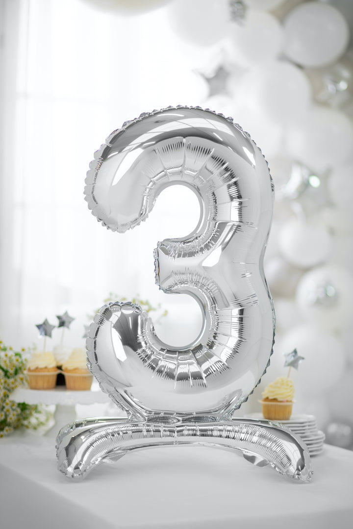 Standing Number Foil Balloon (0-9), silver