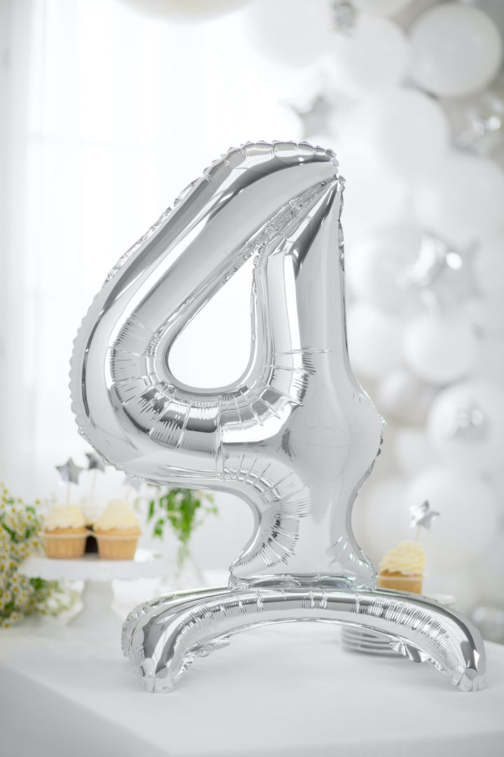 Standing Number Foil Balloon (0-9), silver